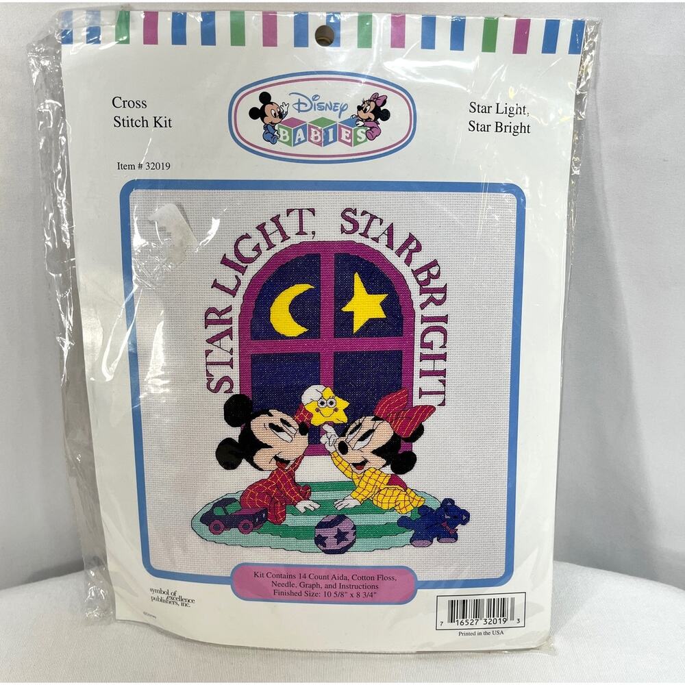 Counted Cross Stitch Kit Disney Babies Star Light Star Bright Mickey Minnie NEW